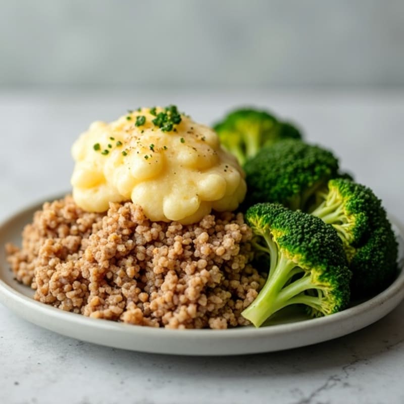 Fluffy Baked Potato with Savory Ground Turkey and Roasted Broccoli