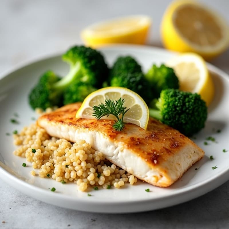 Seared Tilapia with Steamed Broccoli and Lemon