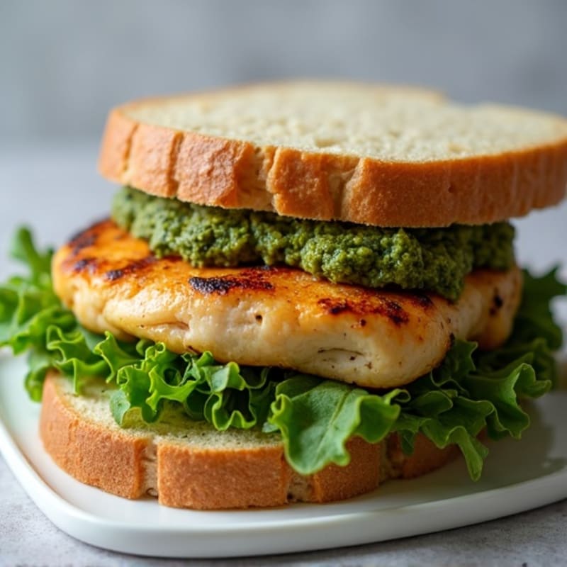 Herb-Pesto Grilled Chicken Sandwich with Fresh Greens