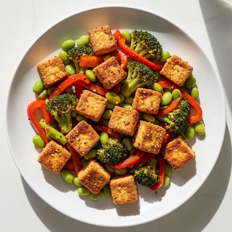 Pan-Seared Tofu with Roasted Vegetables