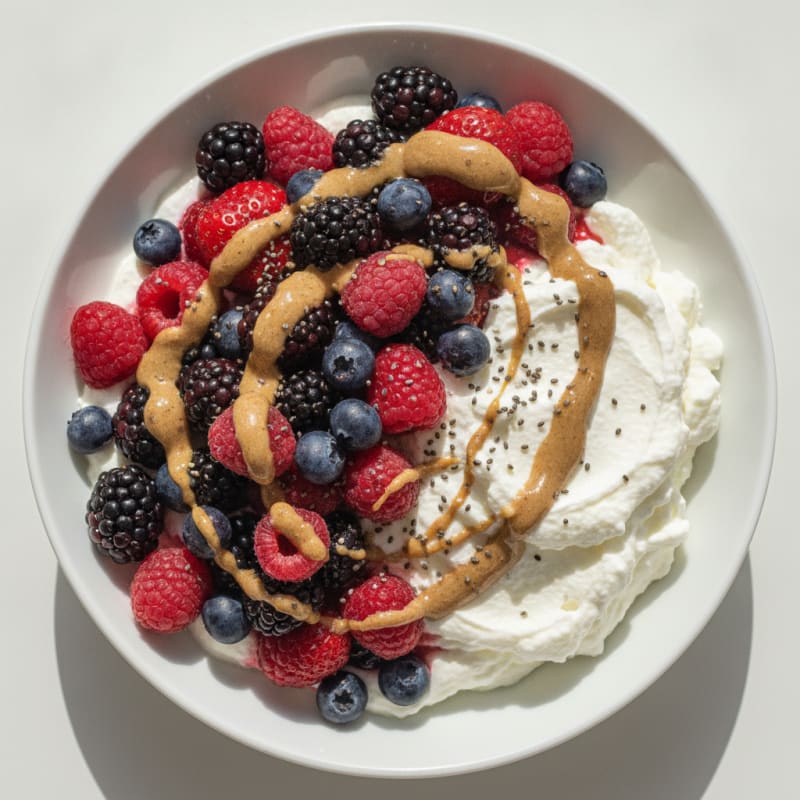 Greek Yogurt Protein Mousse with Mixed Berries