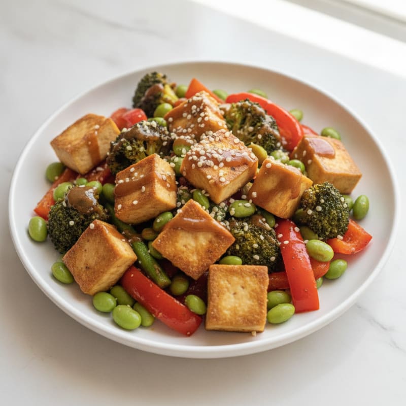 Pan-Seared Tofu with Roasted Vegetables