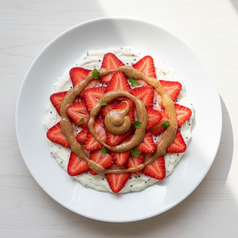 Silky Vanilla Protein Pudding with Sliced Strawberries