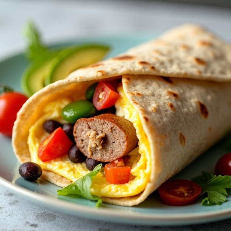 Healthy Loaded Egg and Veggie Breakfast Burrito