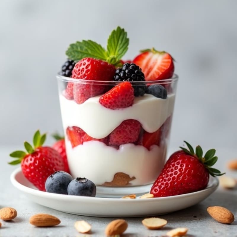 Greek Yogurt Protein Parfait with Almonds and Berries