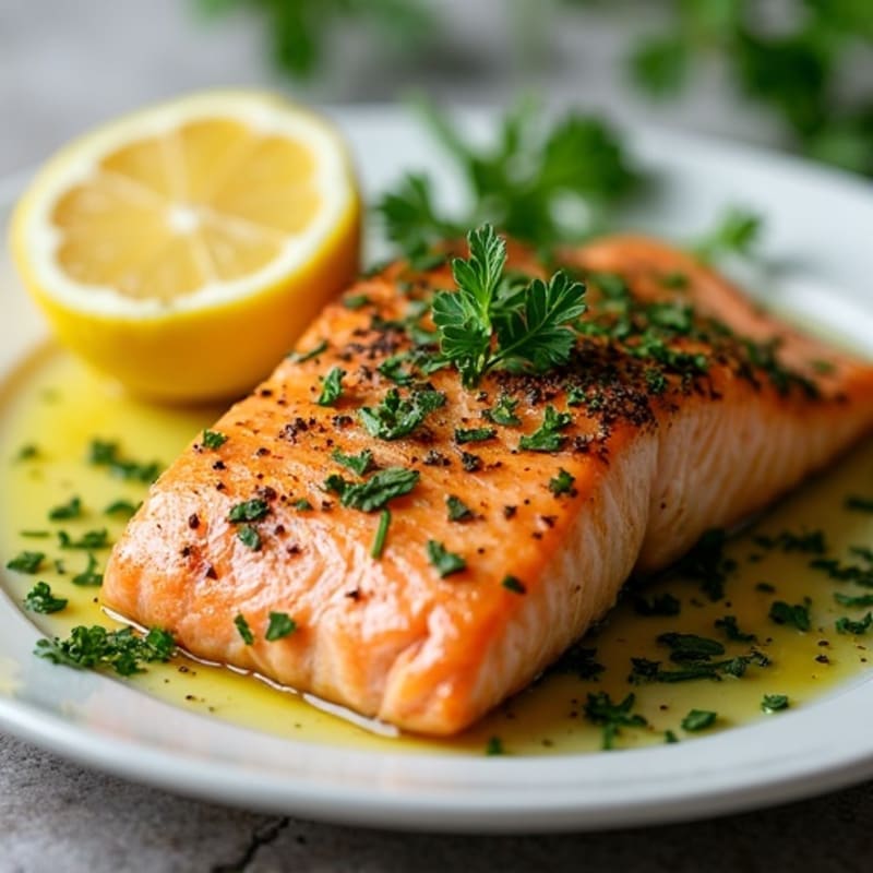 Herb-Crusted Pan Seared Salmon with Lemon