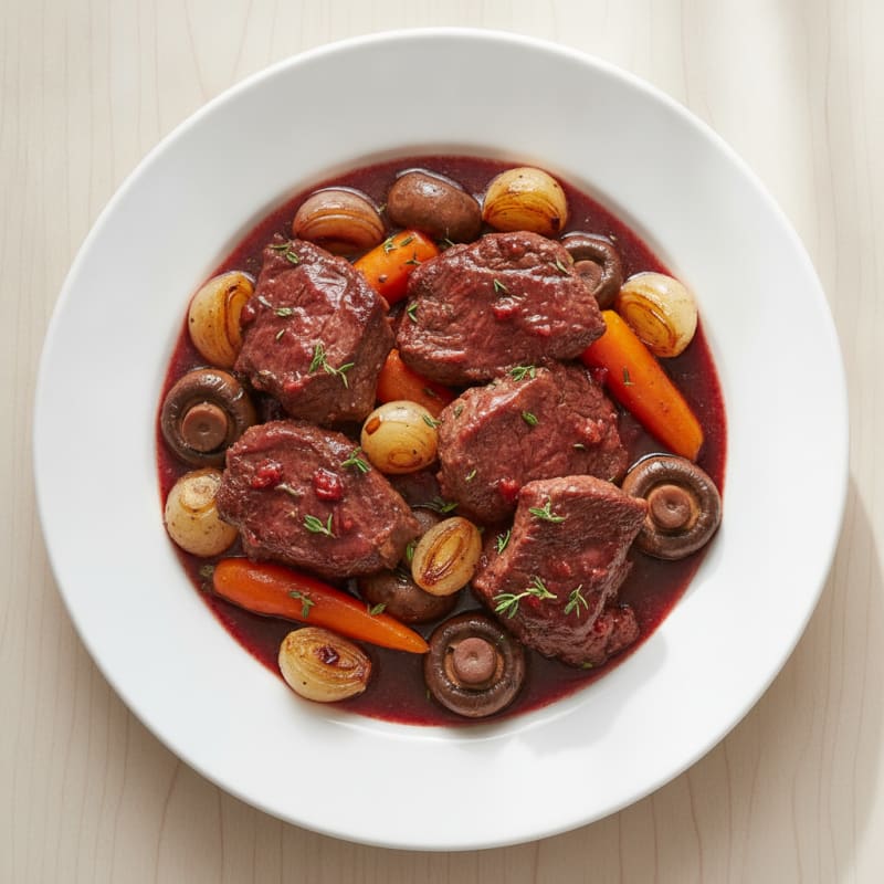 Red Wine Braised Beef with Mushrooms