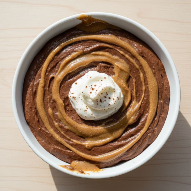 Silky Chocolate Protein Pudding with Almond Butter Swirl