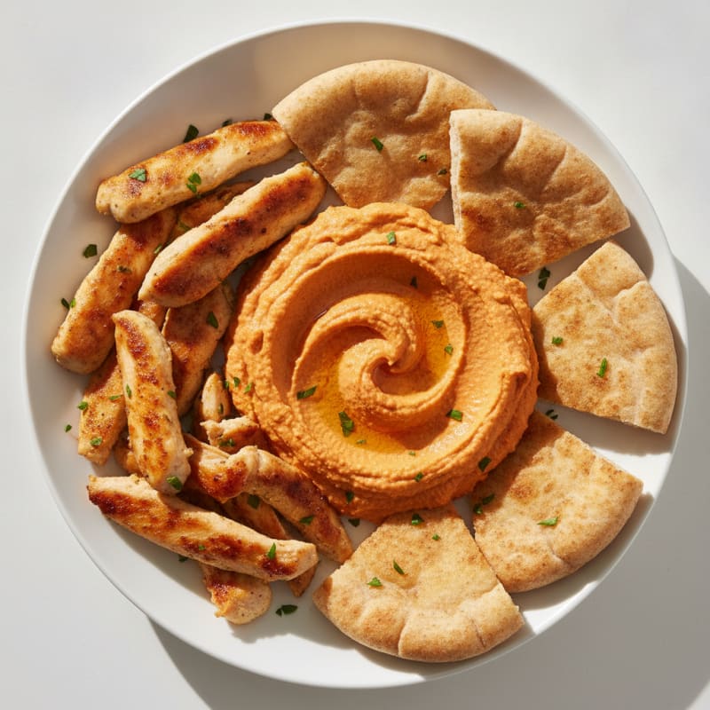 Roasted Red Pepper Hummus with Pita