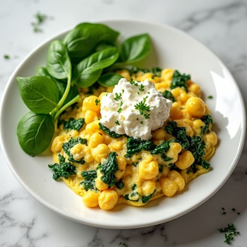 Egg White and Spinach Scramble with Cottage Cheese