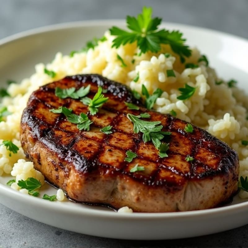Garlic-Herb Pan Seared Steak with Cilantro Lime Rice