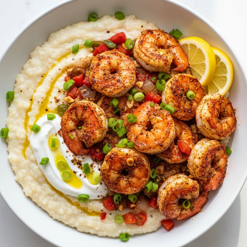 Zesty Cajun Shrimp and Creamy Grits