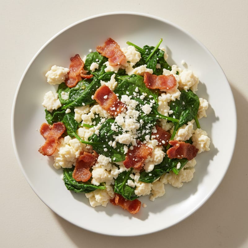 Egg White Spinach Scramble with Turkey Bacon