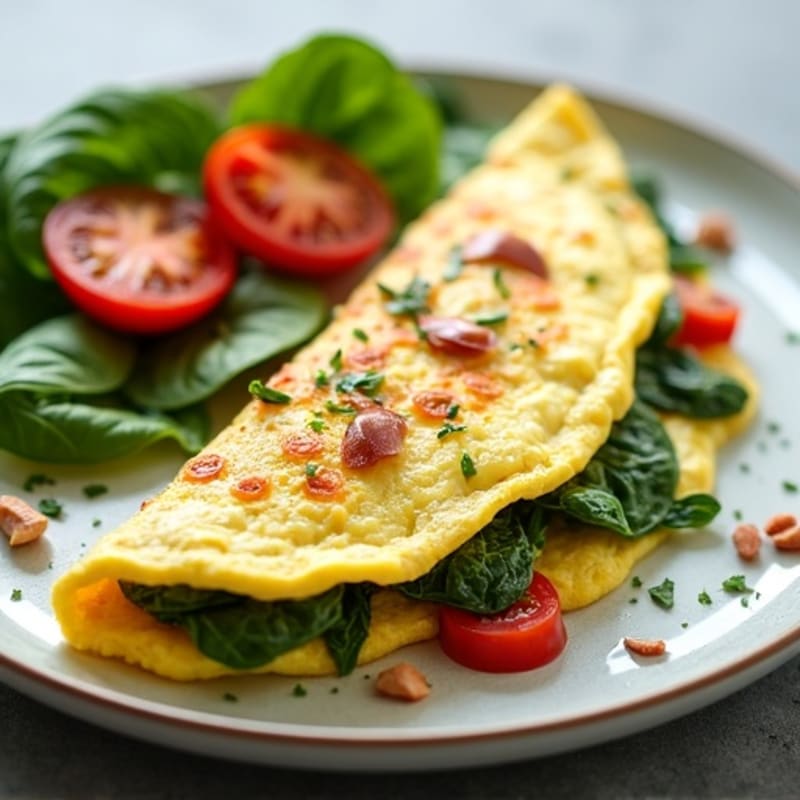 Egg White Spinach Omelette with Cottage Cheese, Fresh Tomato & Avocado
