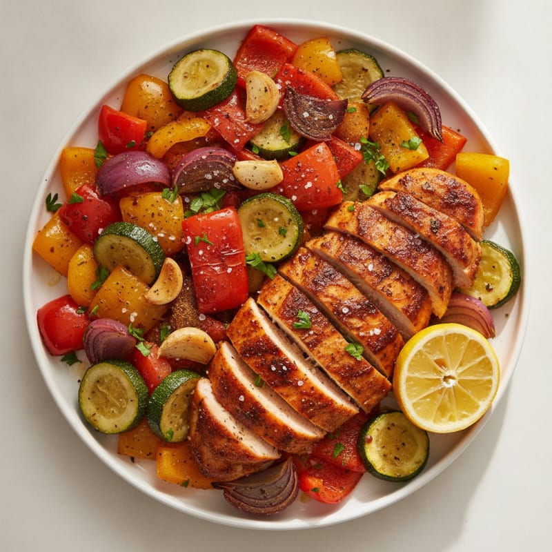 Spicy Harissa Chicken with Roasted Vegetables