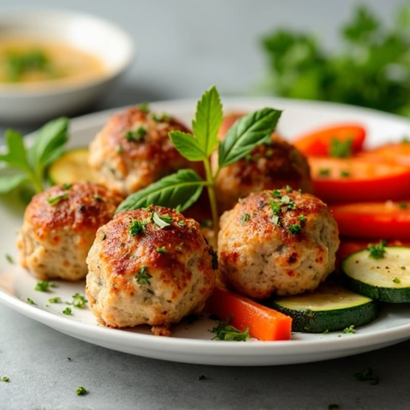 Herb-Seasoned Turkey Meatballs with Roasted Vegetables