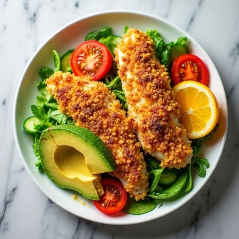 Crispy Chicken and Avocado Salad with Zesty Citrus Dressing