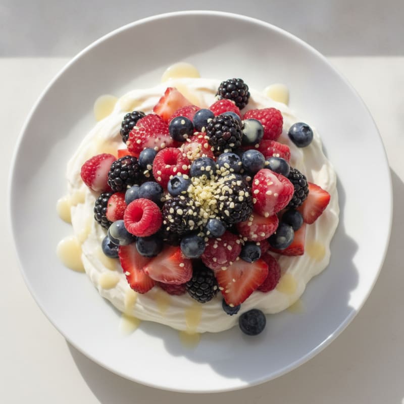 Silky Vanilla Protein Yogurt Parfait with Mixed Berries