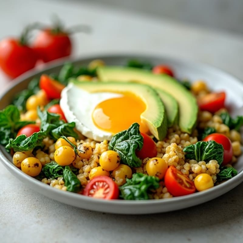 Egg White and Spinach Scramble with Cottage Cheese and Cherry Tomatoes