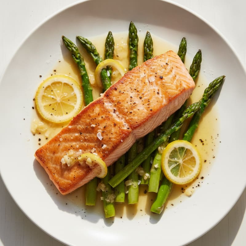 Pan-Seared Salmon with Roasted Asparagus