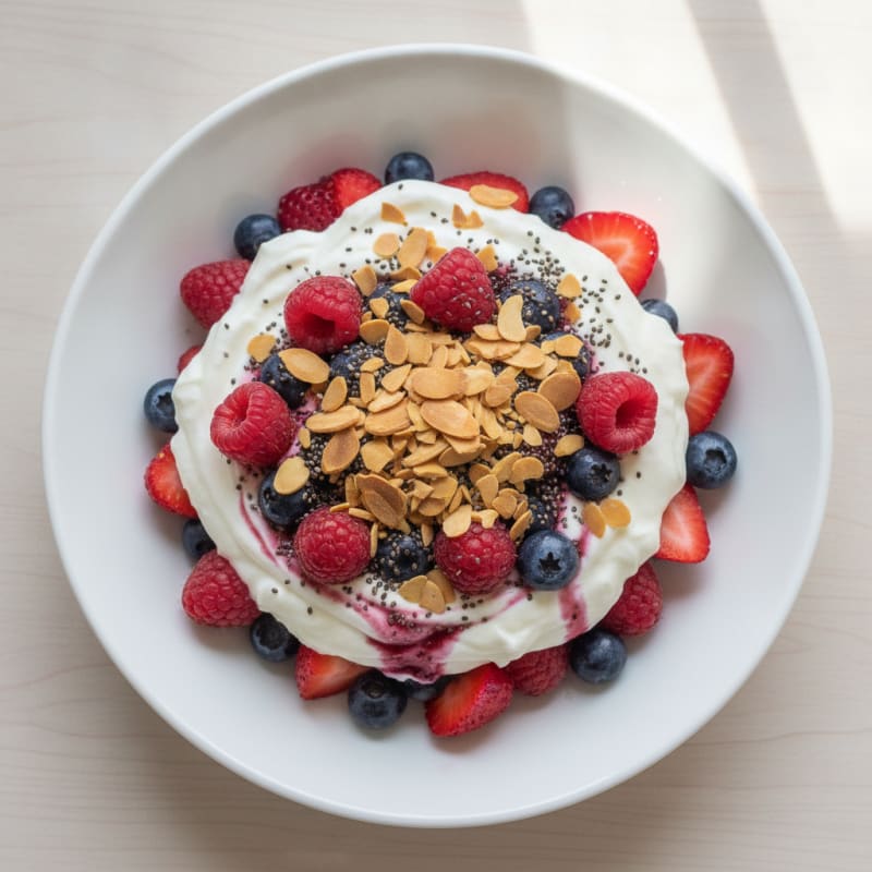 Greek Yogurt Protein Parfait with Mixed Berries