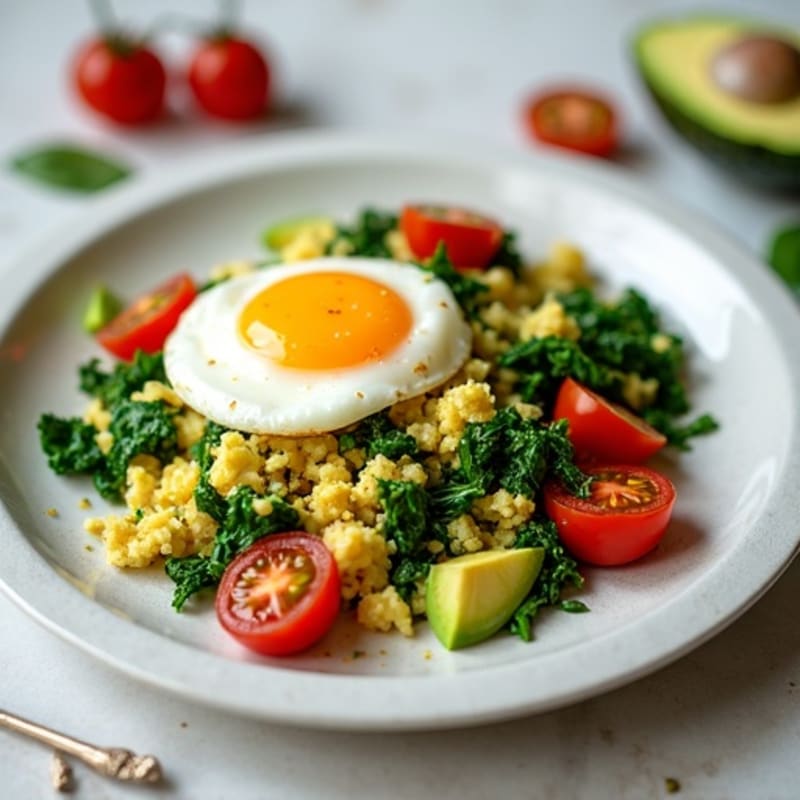Egg White and Spinach Scramble with Cherry Tomatoes