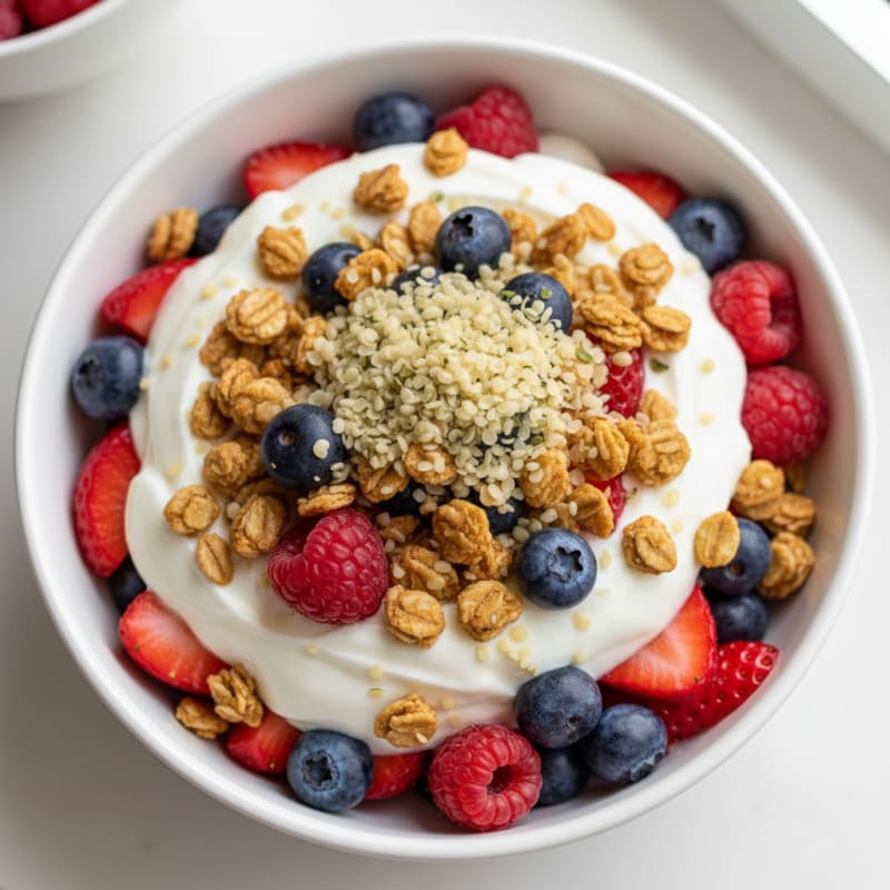 Creamy Greek Yogurt Parfait with Mixed Berries and Protein Granola