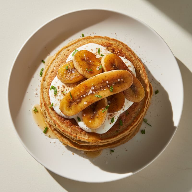 Golden Caramelized Banana Pancakes