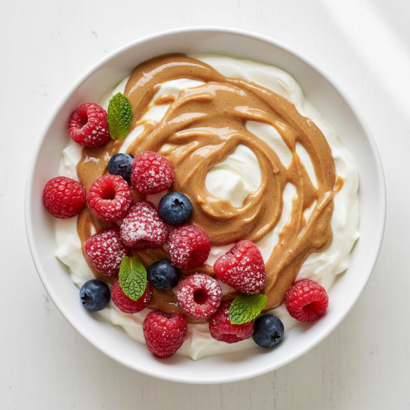 Greek Yogurt Protein Bowl with Almond Butter and Berries