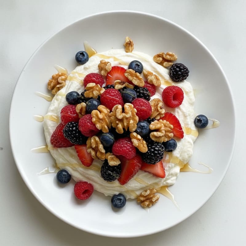 Silky Greek Yogurt Protein Mousse with Mixed Berries