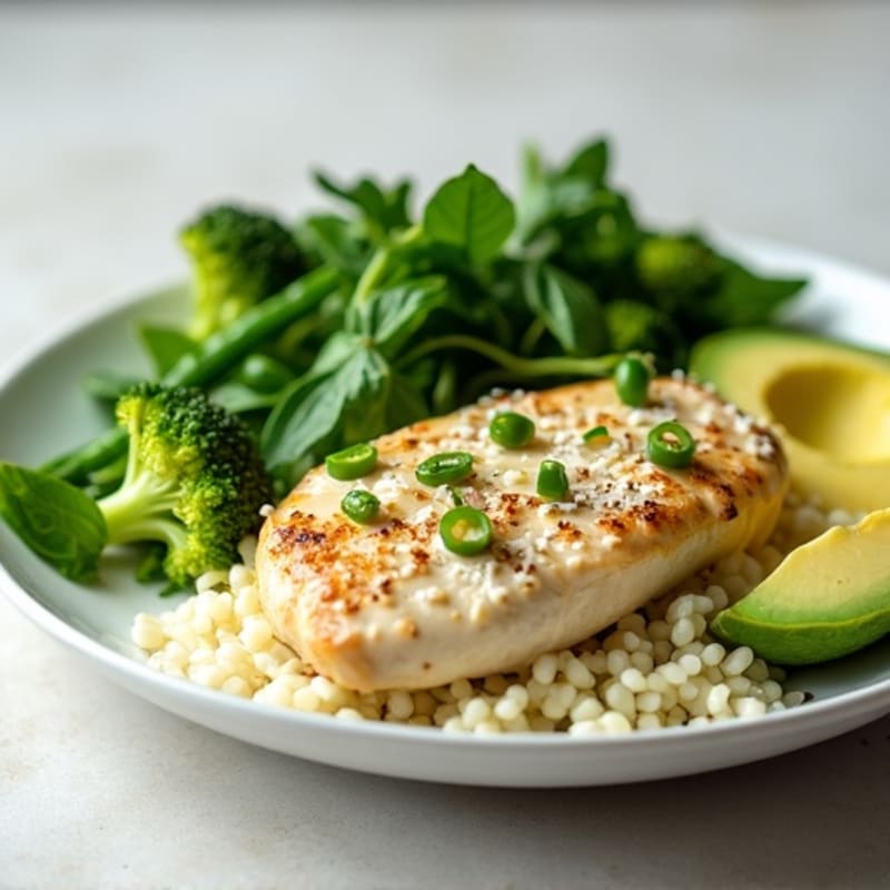 Creamy Coconut Chicken with Vibrant Green Vegetables