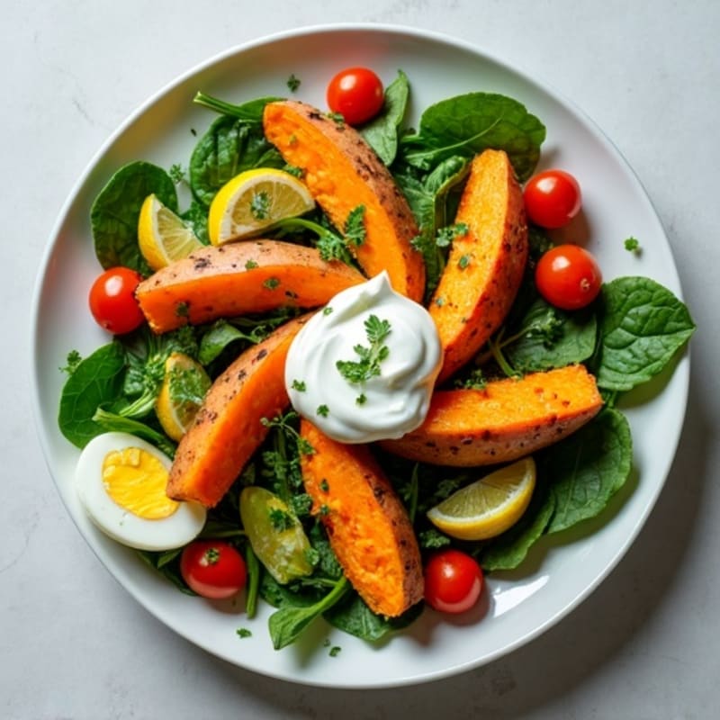 Herb-Roasted Sweet Potato and Greek Yogurt Salad