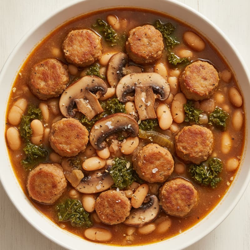 Sausage, Mushroom, and White Bean Stew