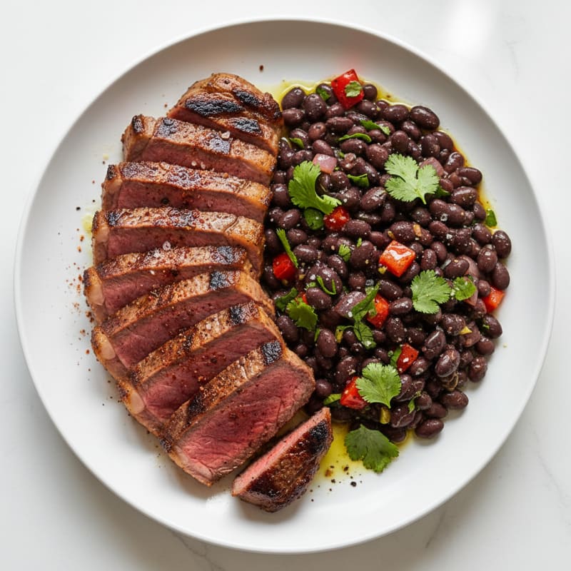 Smoky Grilled Churrasco Steak with Black Beans