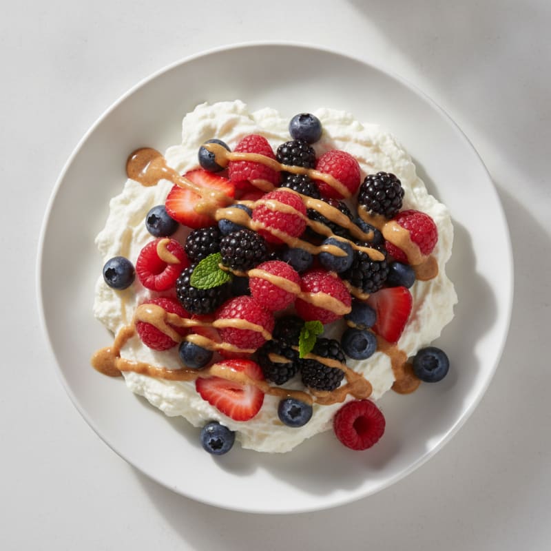 Greek Yogurt Protein Mousse with Mixed Berries
