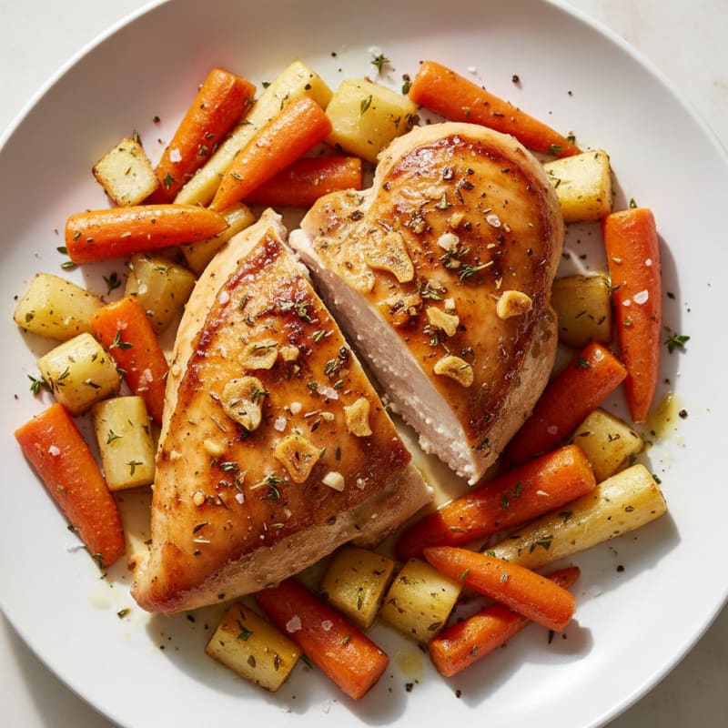 Garlic Herb Roasted Chicken with Root Vegetables