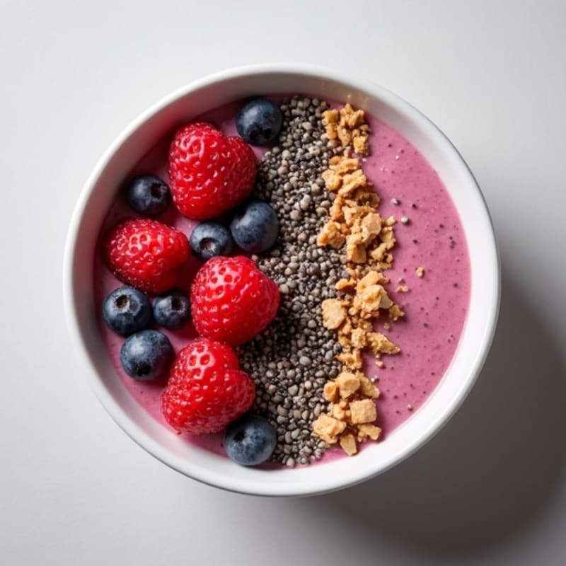 Silken Tofu Protein Smoothie Bowl with Chia and Berries