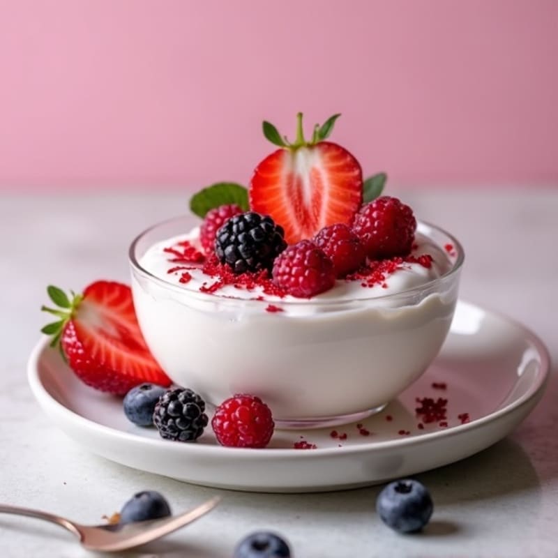Greek Yogurt Protein Pudding with Mixed Berries