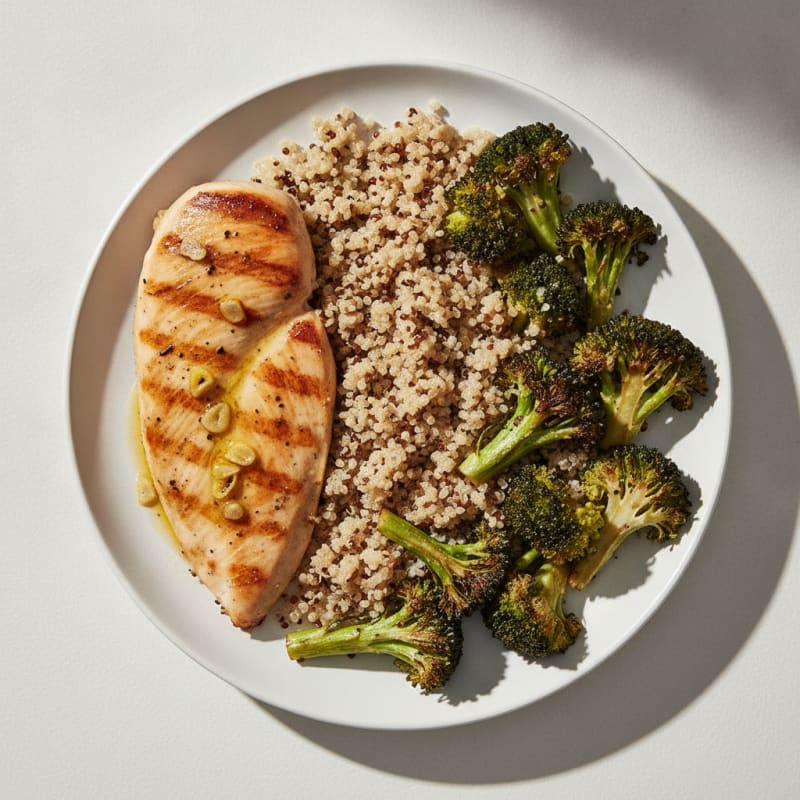 Grilled Chicken Breast with Roasted Broccoli and Quinoa