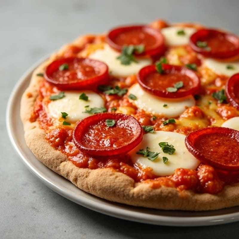 Crispy Whole Wheat Pizza with Lean Turkey Pepperoni and Cheesy Crust