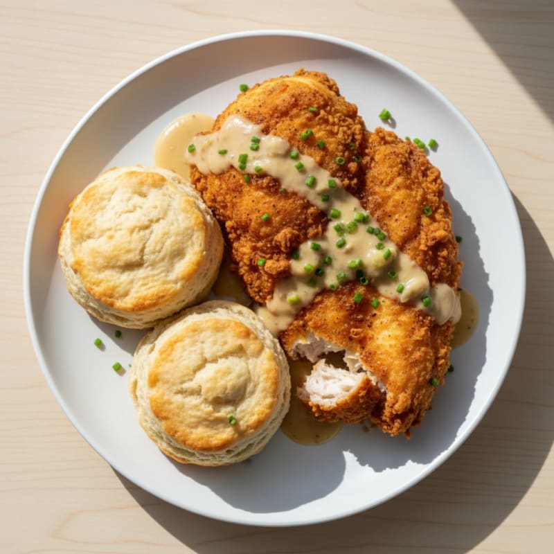 Buttermilk Fried Chicken with Fluffy Biscuits
