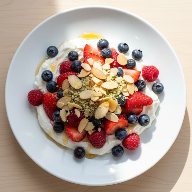 Greek Yogurt Protein Parfait with Mixed Berries