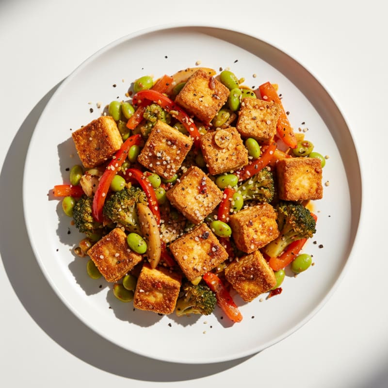 Crispy Chili-Garlic Tofu Stir-Fry