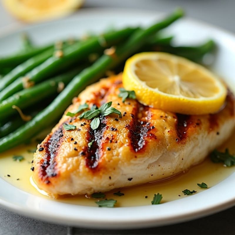 Grilled Lemon Garlic Chicken Breast with Steamed Green Beans