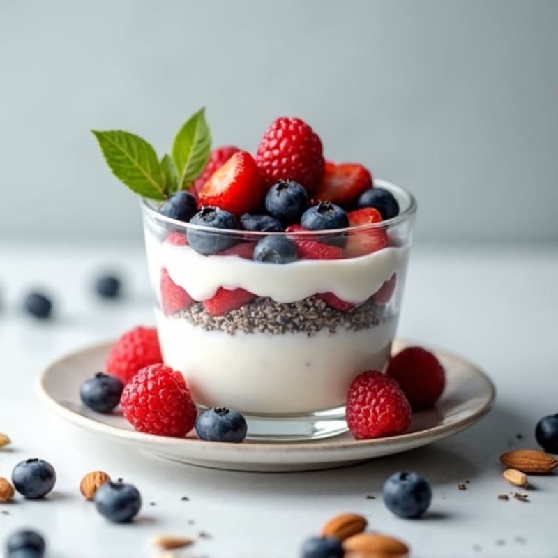 Greek Yogurt Protein Parfait with Berries and Almonds