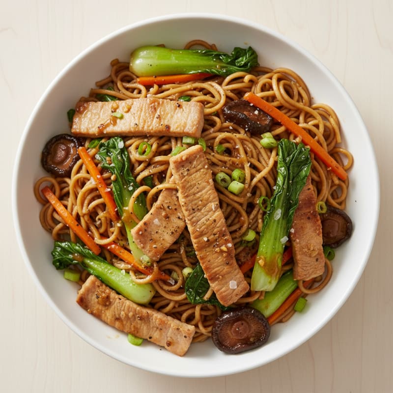 Garlic Pork Lo Mein Noodles