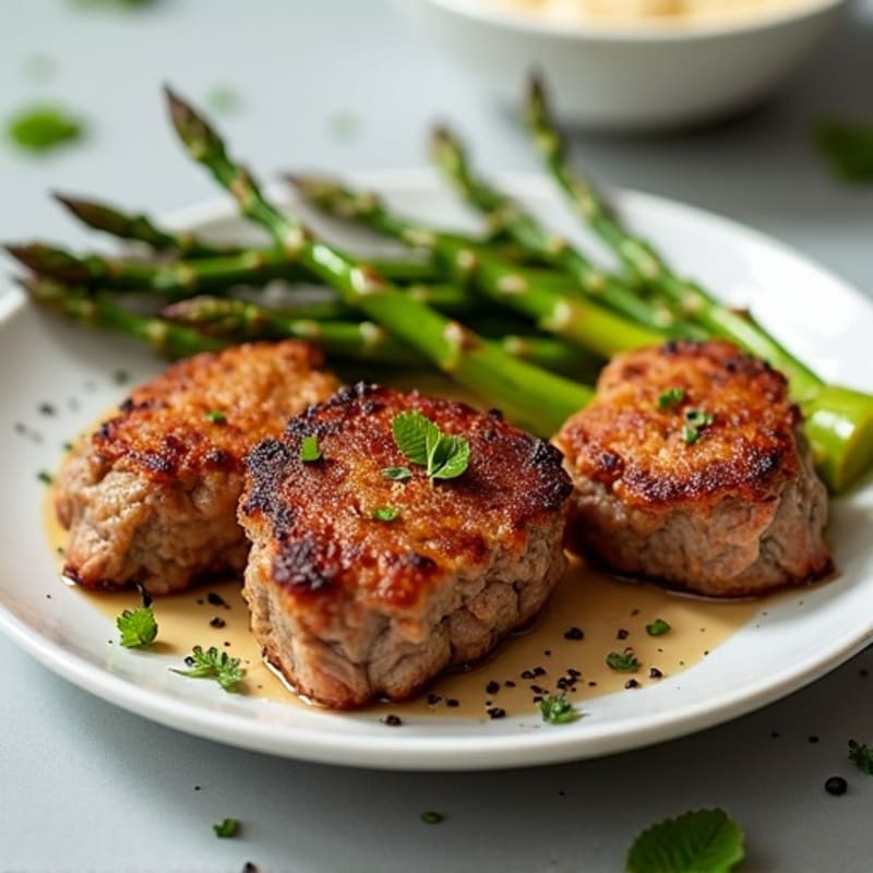 Crispy Garlic Steak Bites with Roasted Asparagus