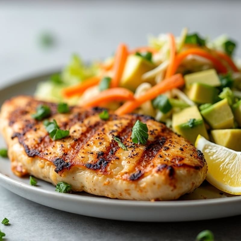 Grilled Chicken Breast with Crunchy Cabbage Slaw