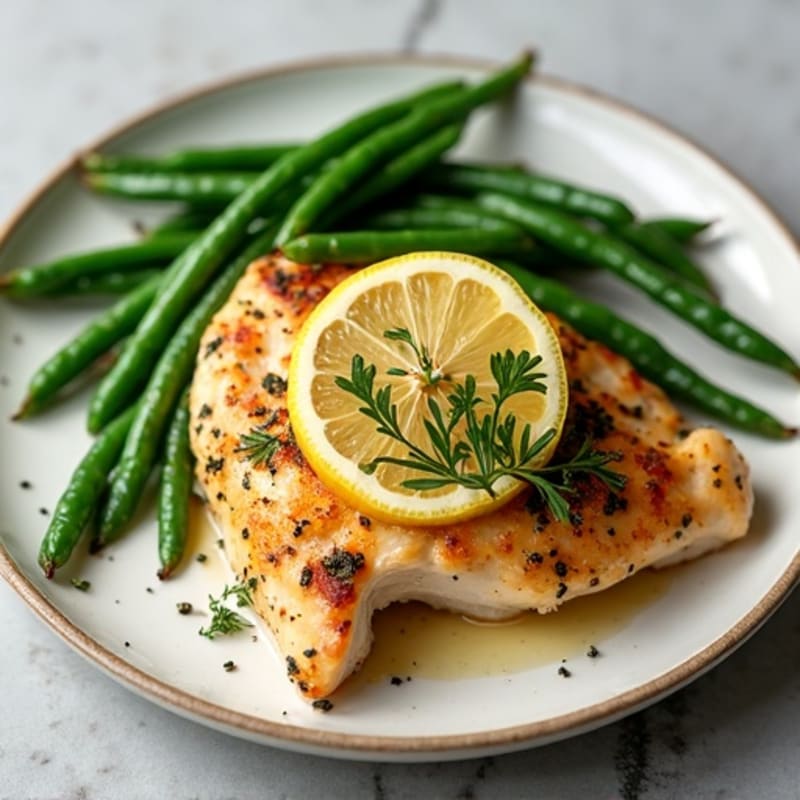 Lemon Herb Roasted Chicken Breast with Roasted Green Beans