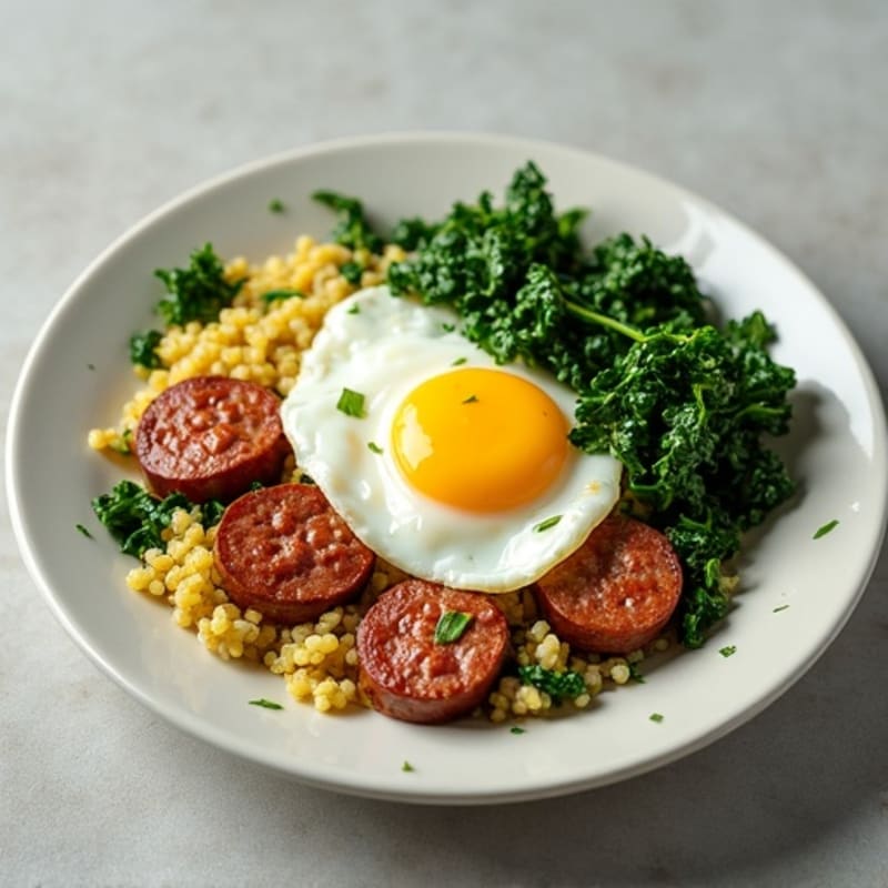 Egg White and Spinach Scramble with Turkey Sausage